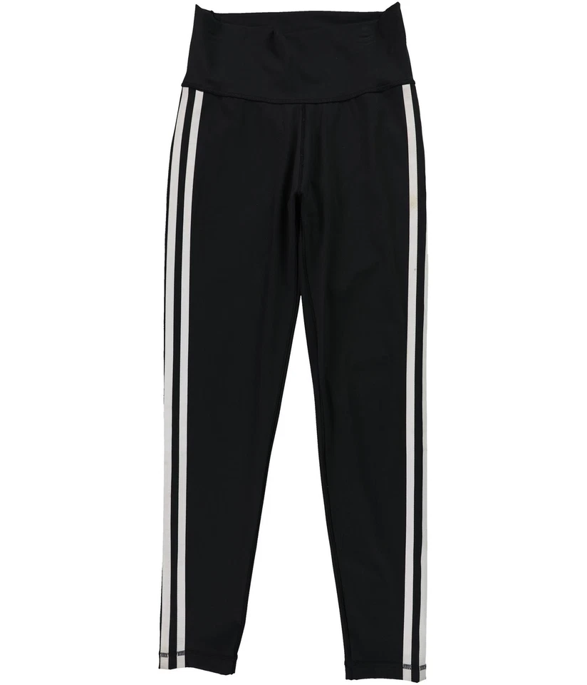 阿迪达斯女式3条纹运动打底裤,黑色,S