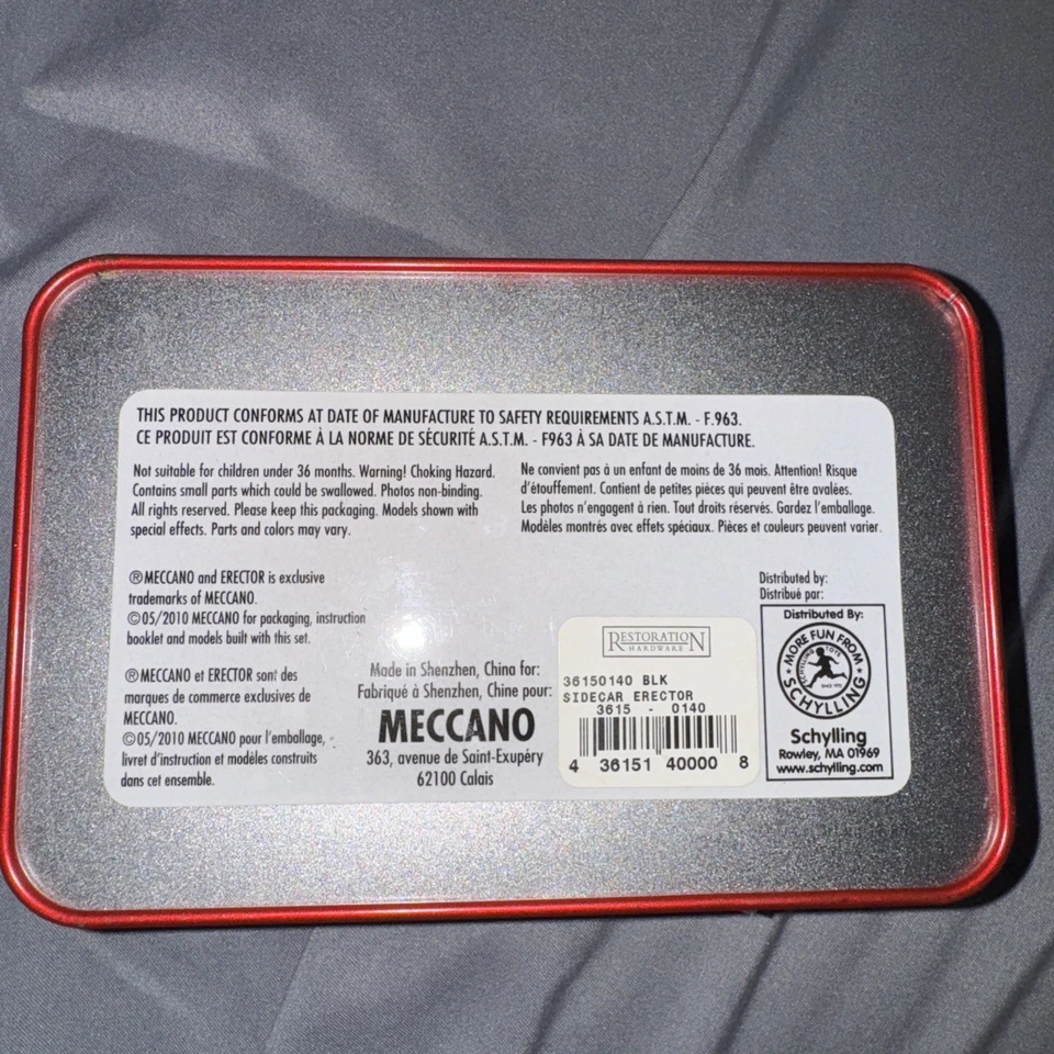 Meccano Erector 4 rodas e sidecar 170 peças kit de metal novo em folha lacrado  - Imagem 2 de 2