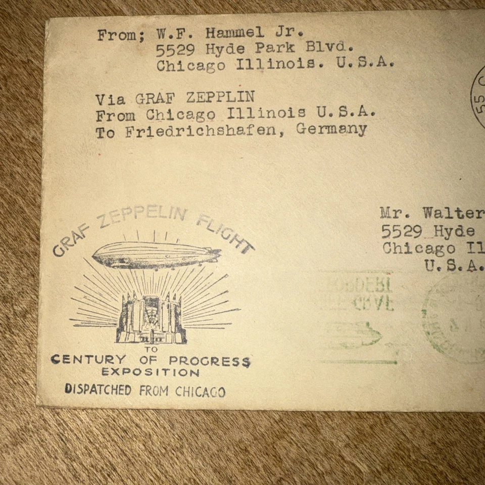 1933 US Flight Graf Zeppelin Airmail Chicago To Germany WF Great Multi Posts - Image 2 of 4