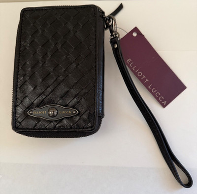 NWT Ladies Elliott Lucca Leather Wristlet Wallet #774991 Black Onyx