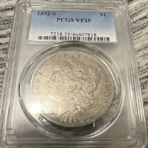 Morgan Dollar 1892 San Francisco $1 Silver Coin PCGS VF25 Circulated KM#110