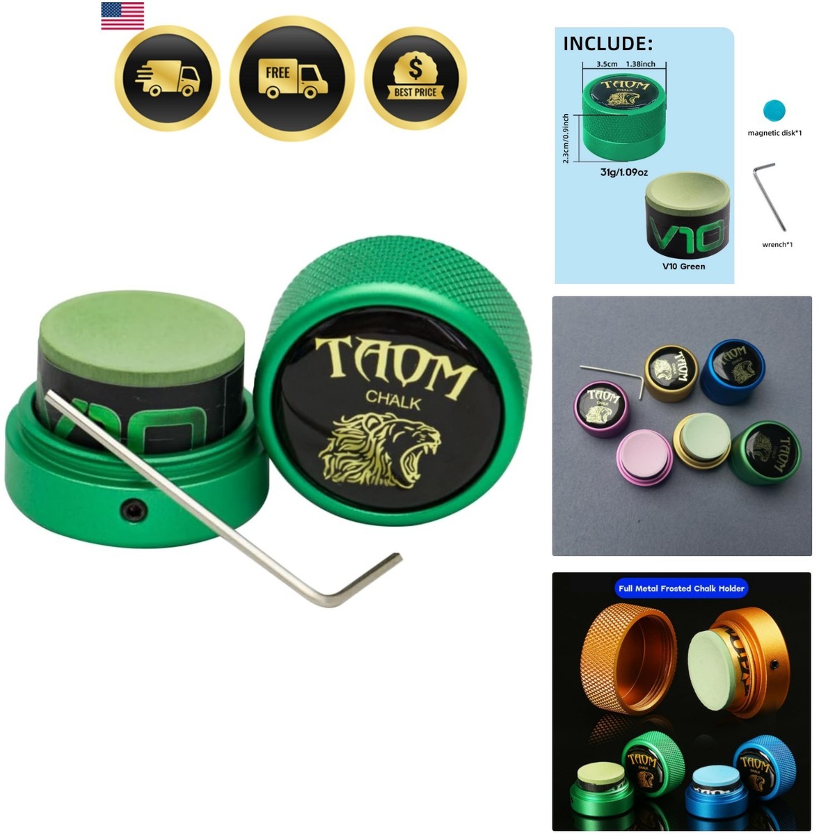 TAOM Pool Chalk Holder Round Shaped Practical Tool Billiards