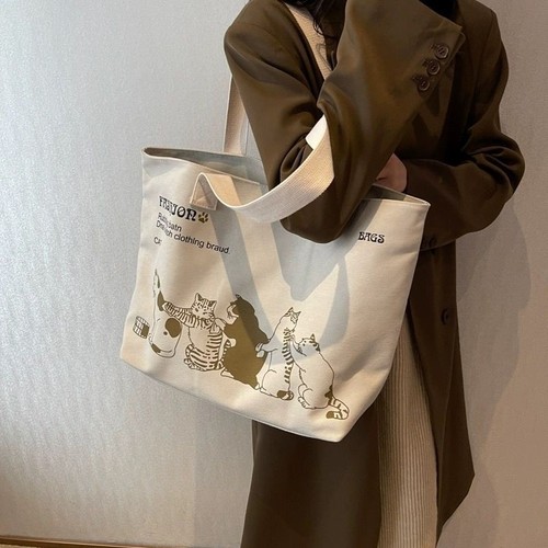 American retro fashion canvas bag with Lining N Zipper shoulder underarm tote #3