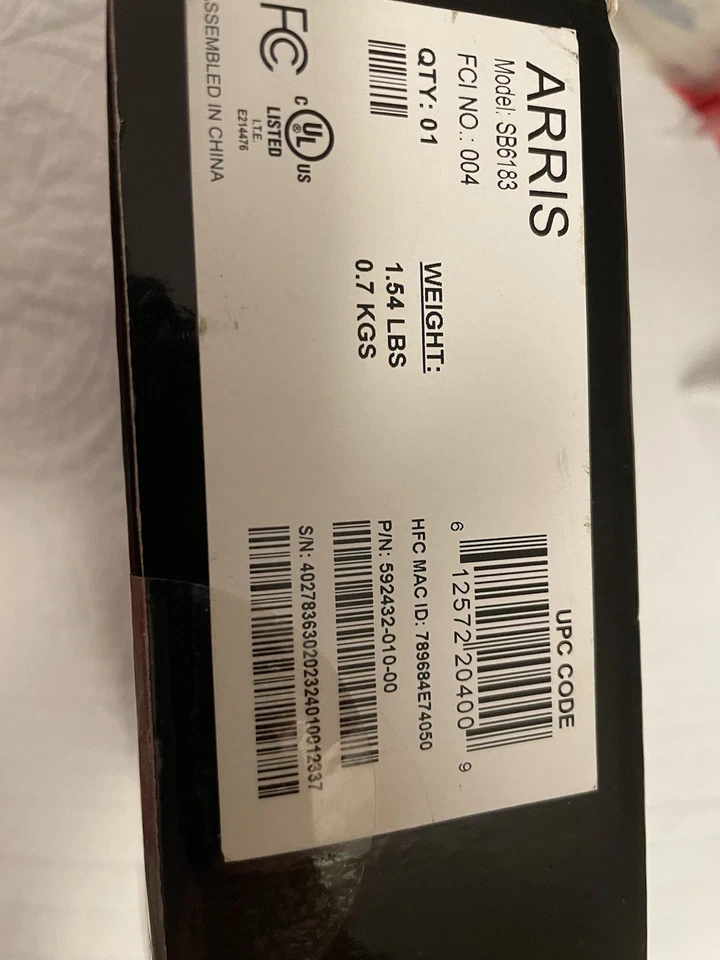 ARRIS SB6183 Surfboard 16x4 DOCSIS 3.0 Cable Modem 13771-3 New SEALED Box - Image 3 of 4