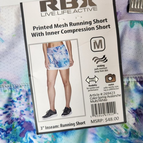 RBX Running Shorts Purple Blue Mesh Compression Womens Medium NWT - Picture 3 of 6