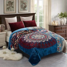 JML Fleece Blanket King Size, Korean Mink 85x95, Lake Blue Pattern 