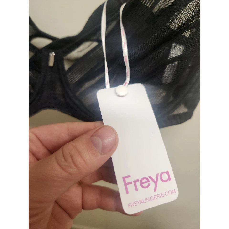 Sujetador Freya Cameo Negro Malla Transparente Balconette AA3161BLK Nuevo Con Etiquetas 34DD Foto 3 de 4
