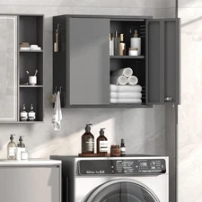 Garage Wall Cabinet with Locking Doors Adjustable Shelf Metal Wall Mount Cabinet