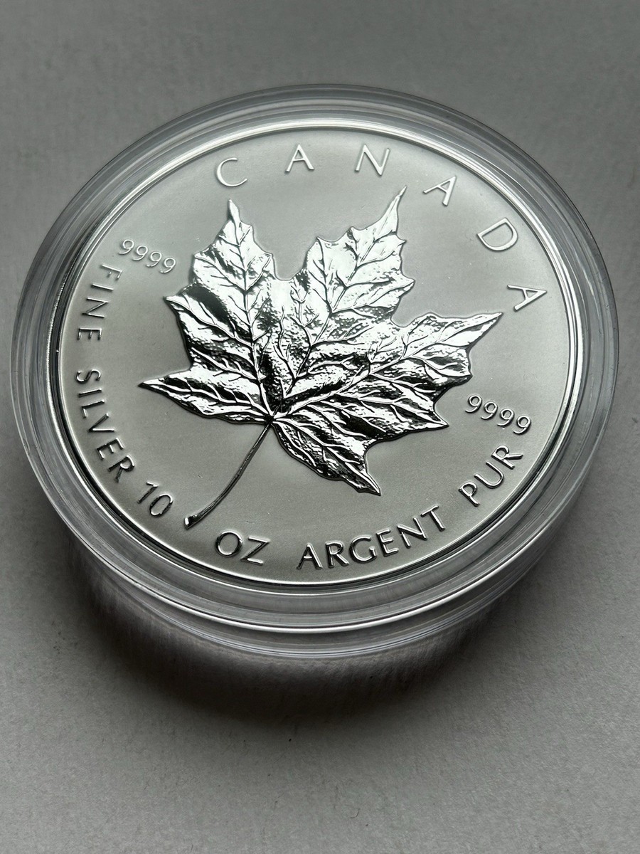 SILVER刻印 表彰記念章 約70g RCM 10th Year Anniversary 1998 Maple Leaf 10 OZ 999 Silver