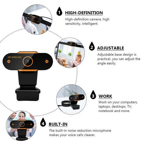 1pc Adjustable Base Webcam Net Course Live Broadcast Camera with Mic ( ) - Photo 2/12
