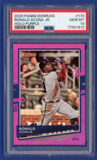 2020 Panini Donruss HOLO PURPLE #170 RONALD ACUNA JR. Low POP-4 PSA 10 GEM MINT