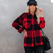 Nwt Vici Nicolas Buffalo Plaid Button Down Wool Blend Shacket Jacket Sz Medium