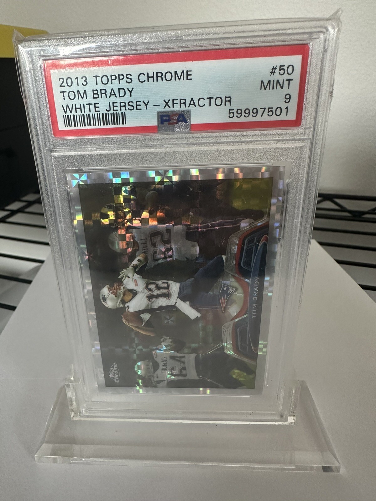2013 TOPPS CHROME TOM BRADY XFRACTOR WHITE JERSEY PATRIOTS PSA 9