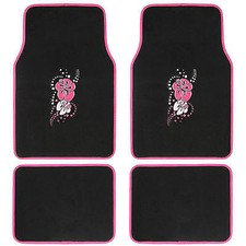 Alfombrillas de diseño personalizado, 4 piezas accesorios de coche para niñas, rosa flor hawaiana