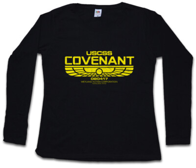 USCSS COVENANT DAMEN LANGARM T-SHIRT Nostromo Alien Yutani Logo Space Ship