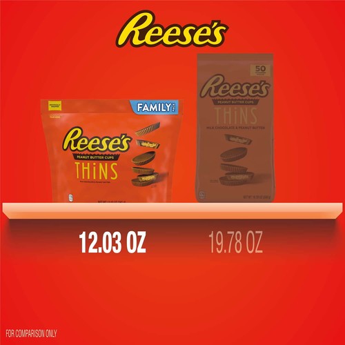 Reese's Thins Milk Chocolate Peanut Butter Cups Candy, Family Pack 12.03 oz - Picture 7 of 9