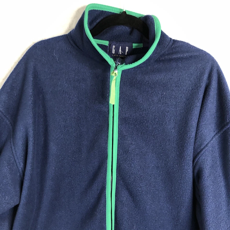 Vintage Gap Jacket Womens XL Navy Blue Green Artic Light Fleece Sailor Nautical - Image 2 of 4