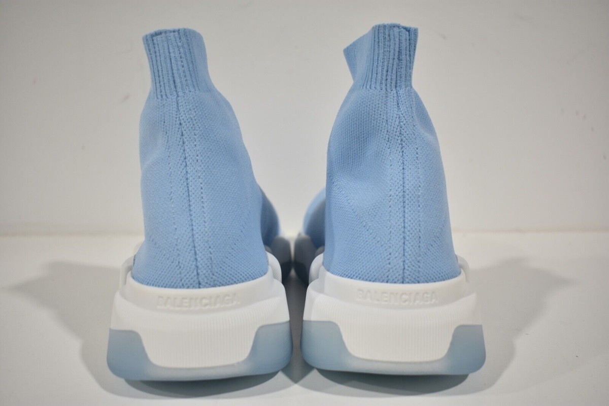 Balenciaga Mens Speed 2.0 Sock Blue White High Top Knit  display picture 2