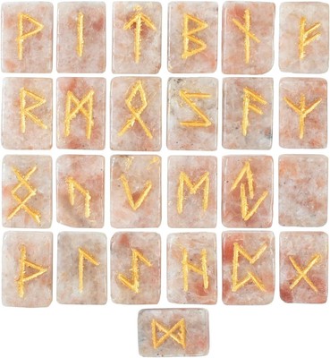 Sunstone Cube Rune Set Crystal Stones Set Elder Reiki Healing gemstone 25 Pcs