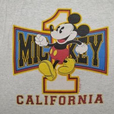 VTG Disney Shirt Men L Gray Micky Mouse One 1 California Sherrys Made in USA TEE