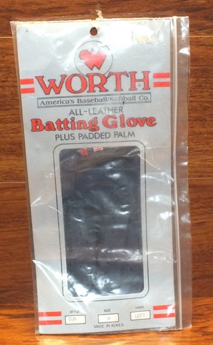 Genuine Worth All Leather Baseball Batting Glove + Padded Palm Left Hand Medium