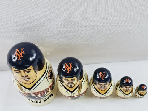 NY Mets Russian Nesting Dolls 2001 Leiter Piazza Alfonso Ordonez Zeile Set Of 5 - Picture 9 of 19