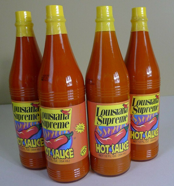 Lot of 4 Bottles Louisiana Supreme Hot Sauce Certified Cajun 12oz Each