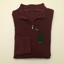 Bugatchi 1/4 Zip Pullover Sweater Red Maroon Waffle Texture Front Men XXL