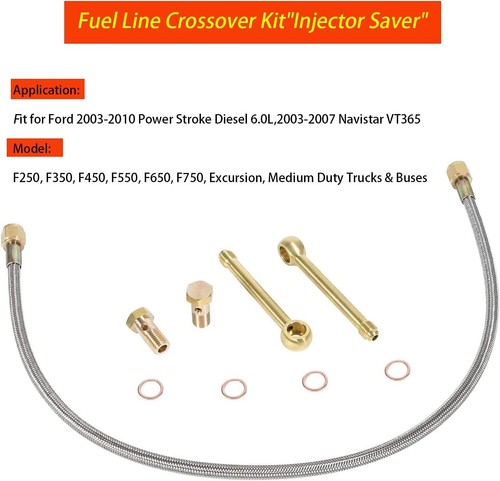 Fuel Crossover Line Kit for 2003-2010 Ford Powerstroke 6.0L Navistar VT365 - Picture 6 of 10