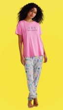 Pajama Set Womens Pink Plants Gardening Size Plus 2X 18-20 Poly/spandex Soft