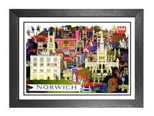 Norwich City British Railway Print Norfolk Vintage Old Advert Poster 