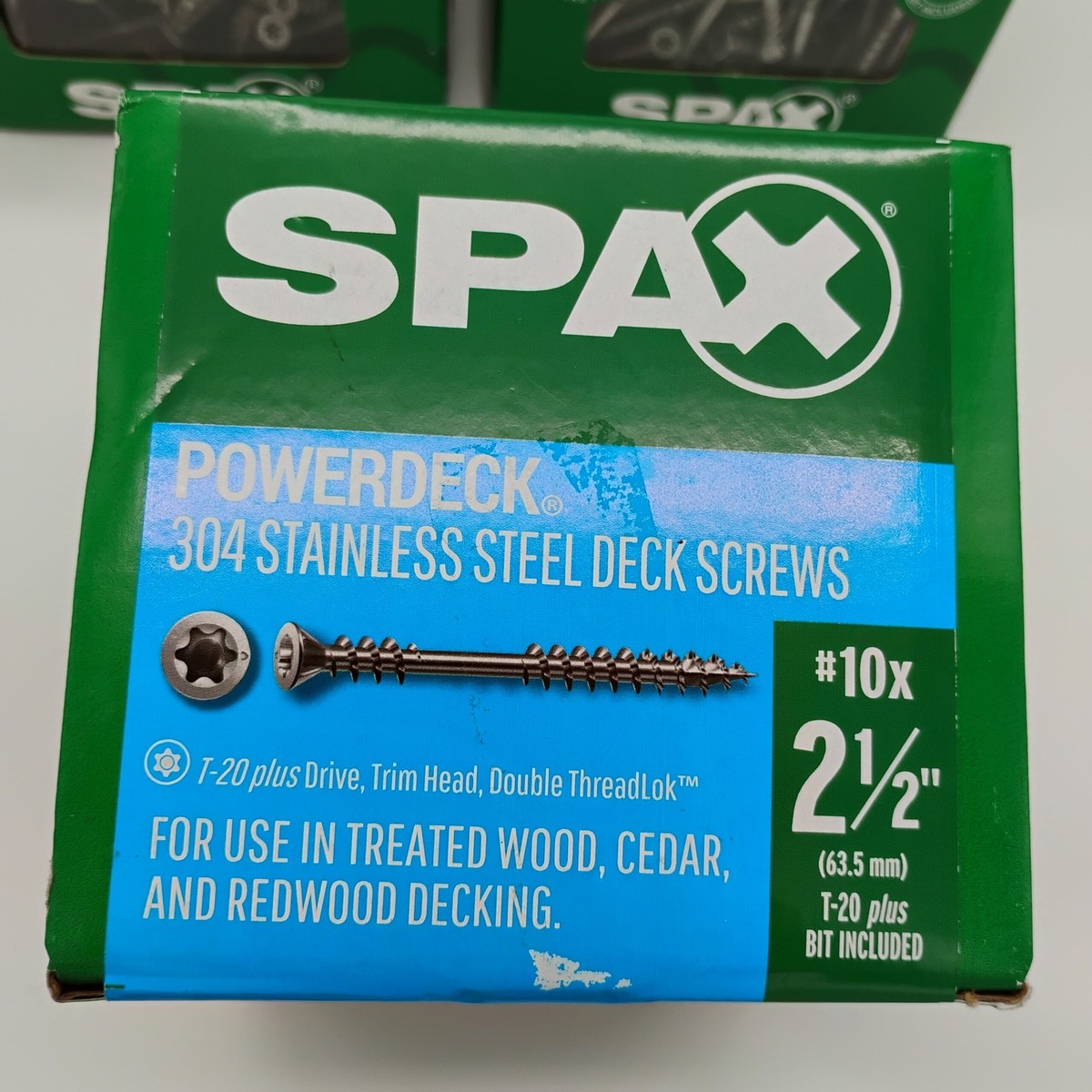 3 Boîtes De Vis Spax Pour Terrasse Bois - Tête Plate T-Star, Acier Inoxydable, #10 X 2-1/2 Pouces, 3 Lbs