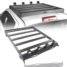 Top Roof Rack Cargo Carrier w/ 4× LED Lights Fit 2014-2021 Toyota Tundra Crewmax