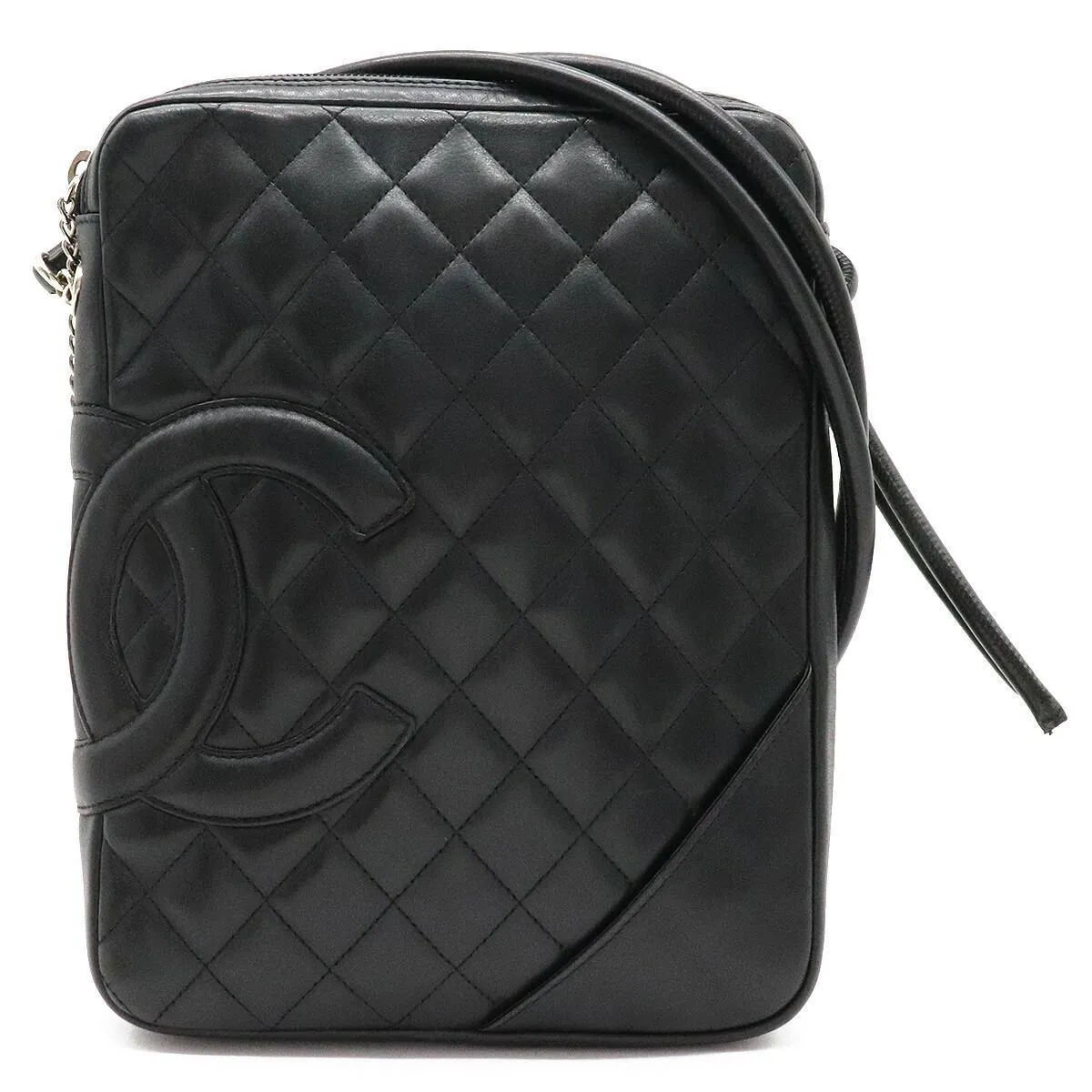 Chanel Cambon Line Coco Medium Pochette Crossbody Bag Black Free Shipping