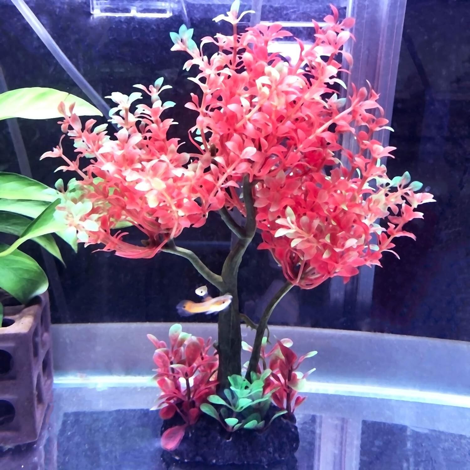 Aquarium Plants Tree Red and Green Decoration Fish Tank Water Plastic