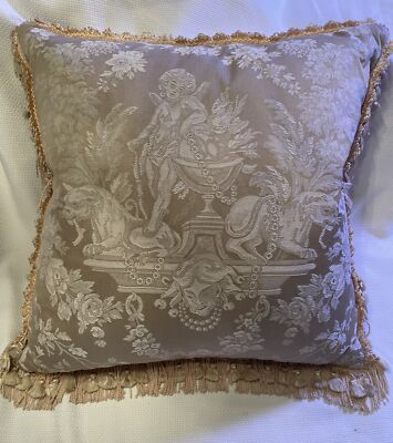 #ad Villiers Tassel Throw Pillow Damask Feather Large European 22”x22” Cherubim￼ $99.99