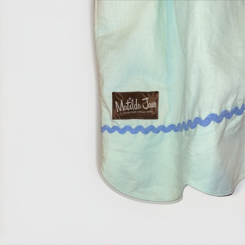 Matilda Jane Girls Mint Green Fantasy Folk Linen Dress Scalloped Hem Size - Picture 10 of 10