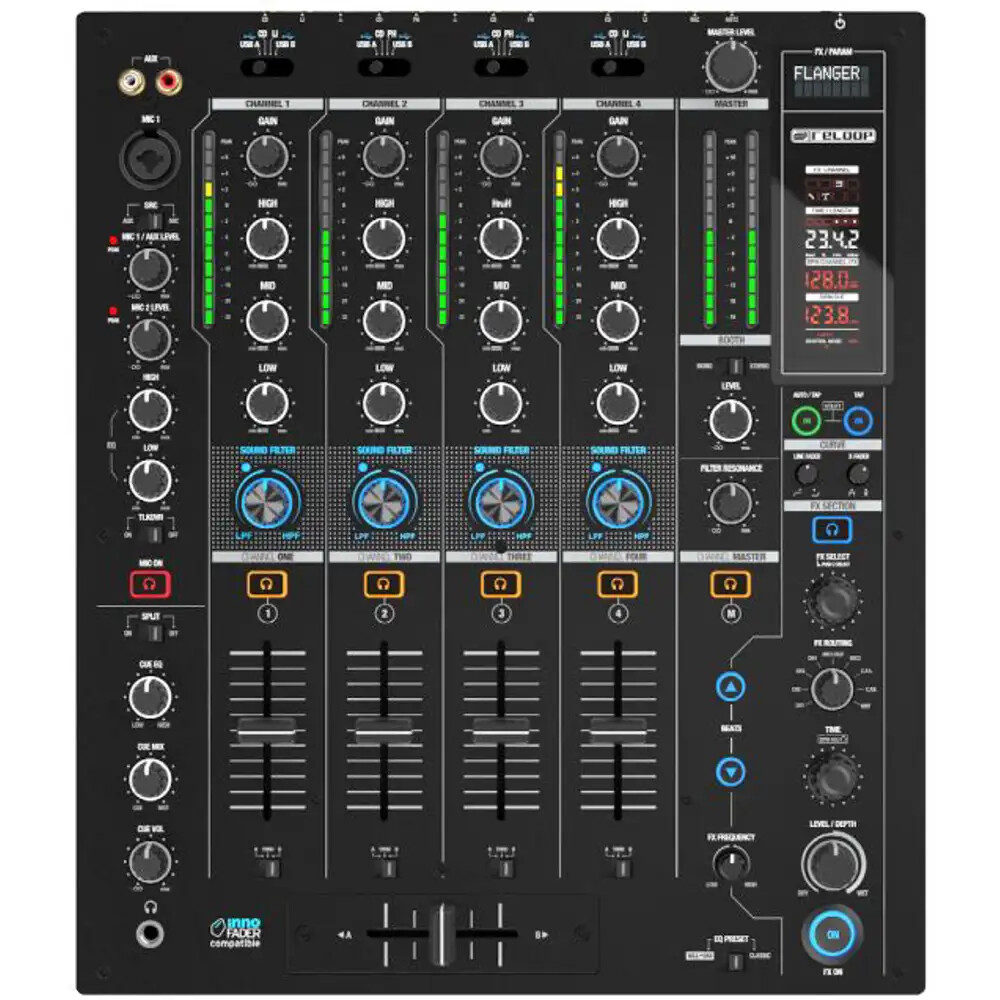 RELOOP RMX-95 dj mixer pro a 4 canali con interfaccia audio usb effetti digitali