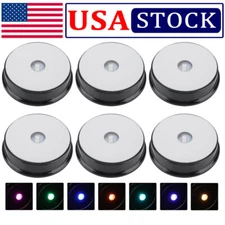 2/4/6Pcs LED Light Display Base Stand Lamp 7 Color Holder Crystal Glass Art