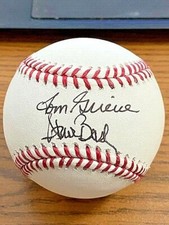 STEVE BUSBY & TOM GRIEVE 2 SIGNED AUTOGRAPHED OML BASEBALL! Rangers broadcasters