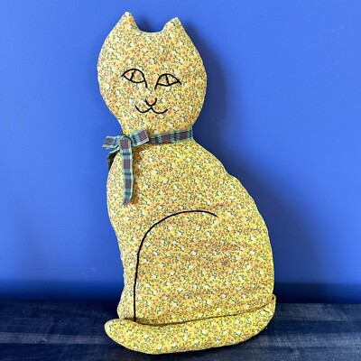 Vintage Kitty Cat Accent Pillow Handmade Cottagecore Retro Grannycore Decor
