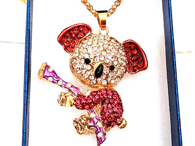 Sparkling Austrian Crystal Koala pendant Necklace 28-30 inches (adj) in goldtone