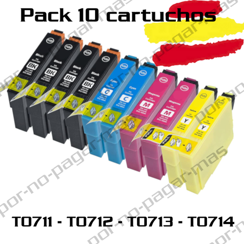 10 CARTUCHOS COMPATIBLES T0711/2/3/4 PARA EPSON STYLUS SX110 SX218 SX600FW  SX115 | eBay