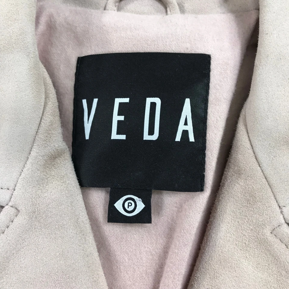 Chaqueta de Cuero Veda Para Mujer P Clásica Cuero Moto Chaqueta Rosa Cabra Gamuza PEQUEÑA Foto 3 de 4