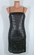 FOREVER 21 NWT L Spaghetti Strap LBD Little Black Sparkling Party Dress Sequins