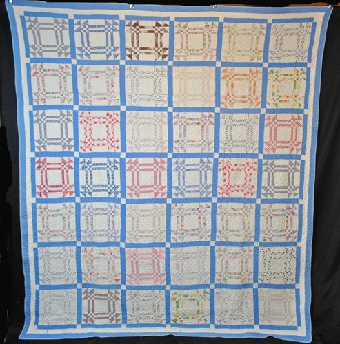 Vintage Patchwork Quilt, Churn Dash, 1930's Cotton 84-1/2" x 76", Quilted - Picture 12 of 12