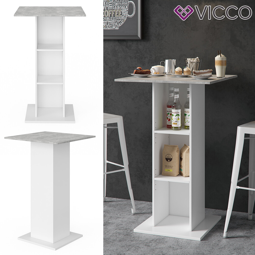 Table de bar Vicco RODEO gain de place avec rangements pour petite cuisine
