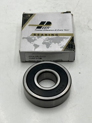 (QTY 5) Peer 6304-2RLD-C3 Bearing Single Lip Seal Radial Bearing 20mm ID 52mm OD