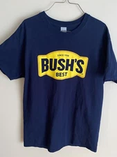 Men’s Gildan Bush’s Best Beans T Shirt. Size M Navy Blue