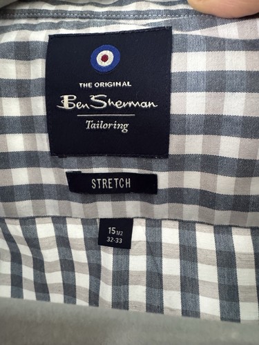Ben Sherman Tailored Slim Fit Men’s Size 15 1/2 (32-33) Blue Plaid Longsleeve - Picture 5 of 8
